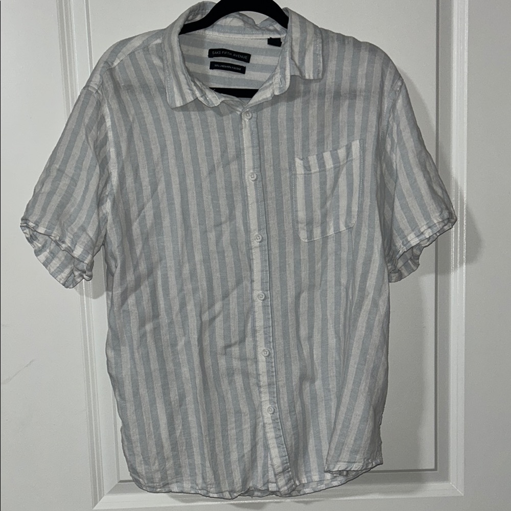 Saks Firth Avenue Men's Striped Short Sleeve Shirt